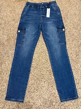 Juicy Couture Denim Cargo Jeans Stretch Waist Pants Womens Size 27 NWT